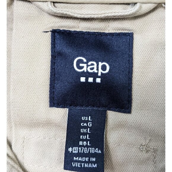 GAP Back-Pleated Cropped Khaki Jacket Size Large - Picture 3 of 8